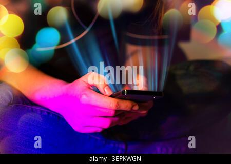 Sends a video with phone or receives a video on phone. Stock Photo