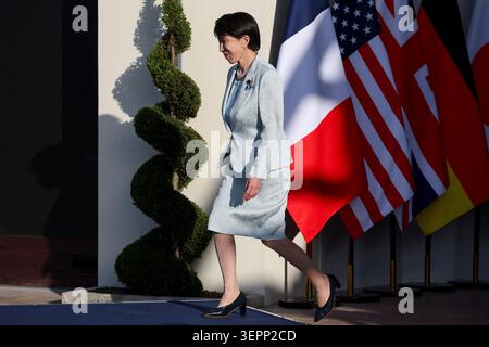 Japanese Prime Minister Sanae Takaichi during the G7 summit in Evian, France. Picture date: Monday June 15, 2026. Stock Photo