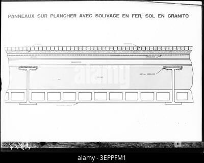 Fonds Clémançon records a theatre ceiling heating installation documented in 1933 showing industrial engineering equipment designed for performance spaces in France and reflecting early twentieth century efforts to regulate temperature and airflow in auditorium environments through integrated technical systems. Stock Photo