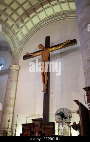 Merida Cathedral or Catedral de San Ildefonso in Merida Yucatan Mexico Stock Photo