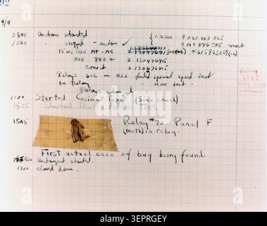 First Computer Bug, 1947 Stock Photo