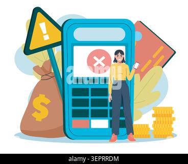 Payment Error Scene. Vector illustration Stock Vector