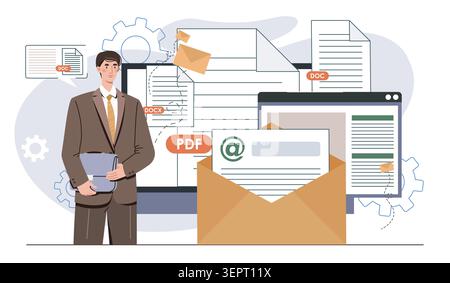 Office document workflow. Vector illustration Stock Vector