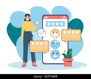 Customer feedback scene.. Vector illustration Stock Vector