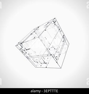 Wire Cube vector background with balanced copy space for microstock and commercial design projects. Stock Vector