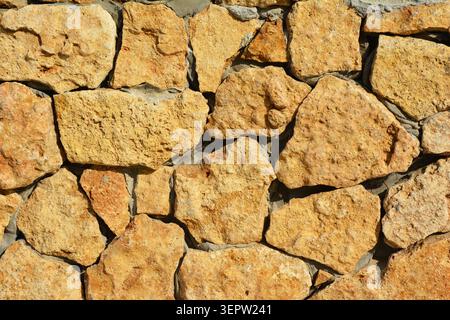 Wild shell limestone stone textured wall.  Natural textured background Stock Photo