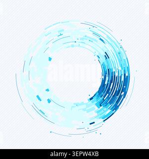 Abstract digital ring interface made from layered geometric arc blocks Stock Vector