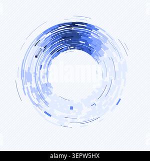 Abstract digital ring interface made from layered geometric arc blocks Stock Vector