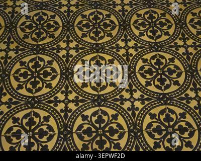Historic Mettlach decorative ceramic floor tiles, Palácio do Catete (Museu da República), Rio de Janeiro, Brazil Stock Photo