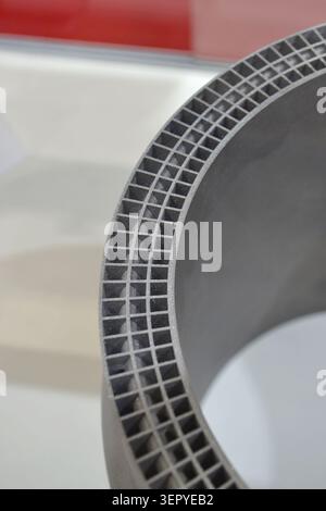 Object printed on 3D printer. Model printed on 3D printer from metal powder. Selective Laser Melting technologies. SLM. Additive manufacturing. 3D printing technology Stock Photo