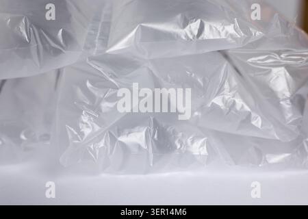 Air buffer packaging on white background, closeup Stock Photo