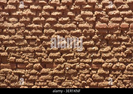adobe brick wall in Mexico Stock Photo