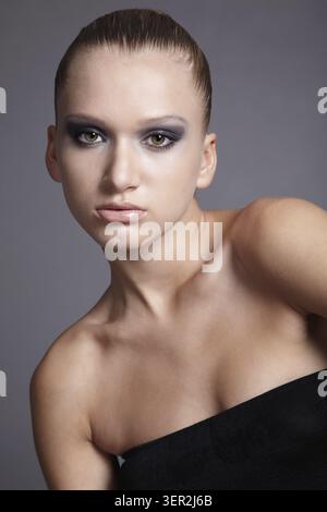 Portrait of beautiful dark haired slavonic model Stock Photo