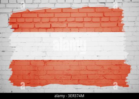 Austria flag painted on white brick wall texture background Stock Photo