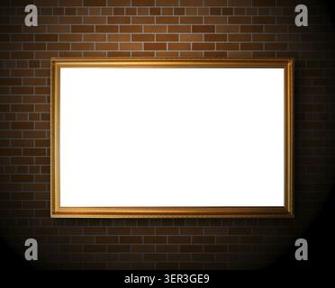 Empty frame hanging on the brick wall Stock Photo