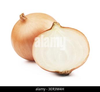 Onion sliced bulbs isolated on white background Stock Photo