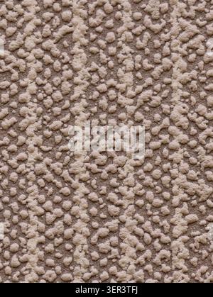 High-detail close-up of a beige stucco wall showing a rough pebble or knockdown texture. The composition fills the frame with irregular raised bumps a Stock Photo