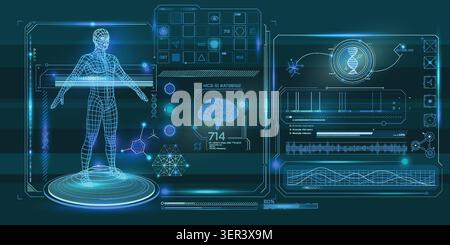 Advanced digital technologies in healthcare, genetic data analysis Stock Vector