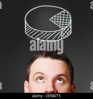 Male head with pie chart, business concept Stock Photo