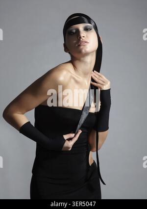Portrait of beautiful dark haired slavonic model Stock Photo