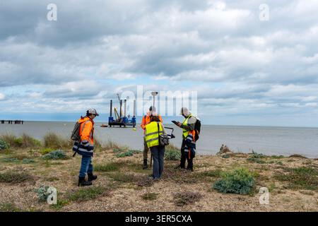 Civil engineers Sizewell C construction site Suffolk Stock Photo
