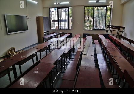 Mumbai-India-16  June 2026: classroom is equipped with a modern interactive smart board display, similar to models used in technology-enhanced learnin Stock Photo