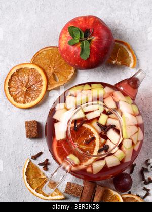 berry fruit tea with spices in a teapot Stock Photo