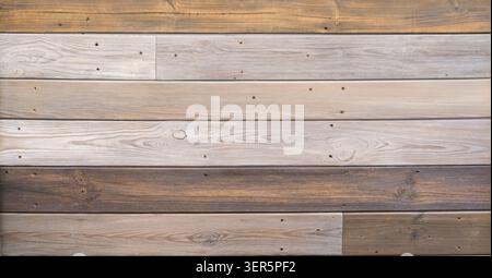 Horizontal wooden planks wall with mixed natural tones Stock Photo