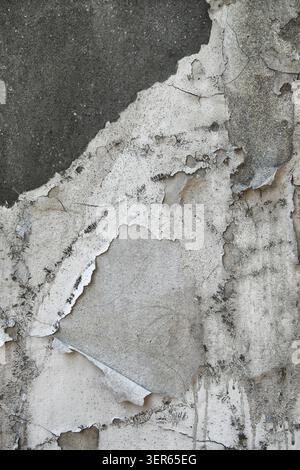 Old Wall with Peeling Plaster, Dark Grunge Background Texture Stock Photo