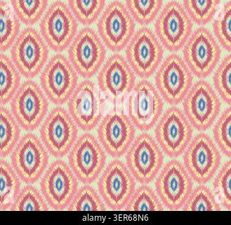 Stylish flourish swirl line ikak ornament  seamless pattern. Abstract organic shape vintage fabric fashion seamless texture for wallpapers, textile. Stock Photo