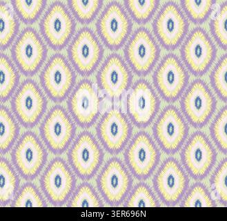 Stylish flourish swirl line ikak ornament  seamless pattern. Abstract organic shape vintage fabric fashion seamless texture for wallpapers, textile. Stock Photo