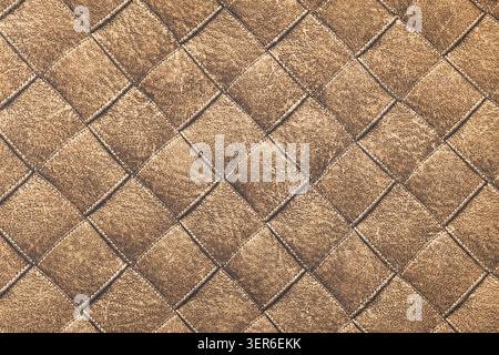Basketweave brown leather material background Stock Photo