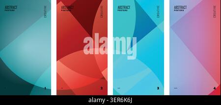 Abstract geometric poster template set with overlapping sharp triangles and curves. Stock Vector