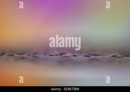 Wafer surface featuring abstract liquid drops, creating a colorful, blurred, and zen texture Stock Photo