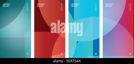 Abstract geometric poster template set with large overlapping translucent circles. Stock Vector