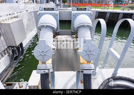 Shore Power connections with cables connected on 480 Volt. Stock Photo