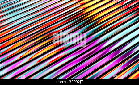 Abstract image featuring an array of vibrant, colorful lines in motion. The dynamic interplay of colors and lines creates a sense of energy and moveme Stock Photo