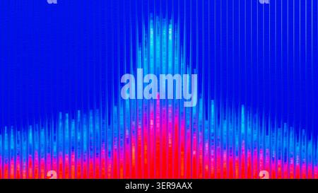 A colorful wave pattern displays data flow and movement on a vibrant background. The design features bright colors of blue, pink, and red. Stock Photo