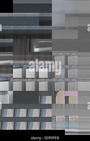 Abstract digital glitch texture with distorted screen pattern and pixel interference background Stock Photo