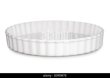round ceramic baking dish isolated on white background Stock Photo