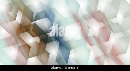 A vibrant, multi-colored background composed of overlapping hexagonal shapes with soft light streaks and a dynamic, artistic composition. Stock Photo
