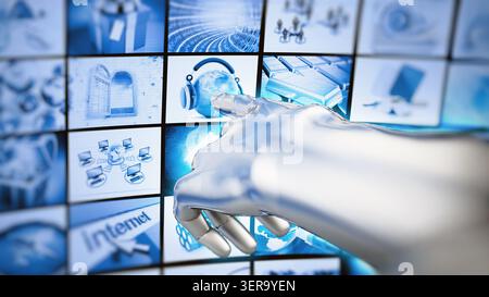 Video wall - all images are from my own portfolio. 3D illustration. Stock Photo