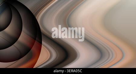 An elegant abstract composition with soft, flowing waves in beige and grey tones, accented by dark circular shapes on the left side. Stock Photo