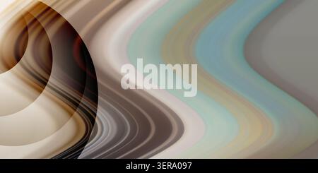 A modern abstract background featuring smooth, flowing liquid waves in shades of brown, beige, and teal, creating a dynamic and elegant visual effect. Stock Photo