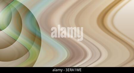 An elegant abstract composition with soft, flowing waves in neutral beige and tan tones, featuring layered translucent circular elements. Stock Photo