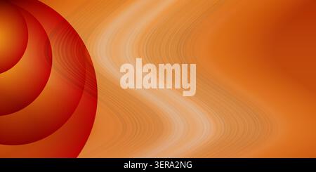 A vibrant abstract background featuring bright orange and red flowing waves with layered circular shapes, conveying energy and movement. Stock Photo