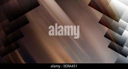 An elegant abstract background featuring warm brown and bronze diagonal motion blur with layered, dark geometric square shapes framing the sides. Stock Photo