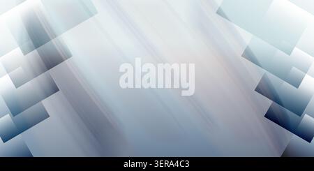 A sophisticated abstract background with a soft grey and blue diagonal gradient and layered geometric square shapes on the sides. Stock Photo