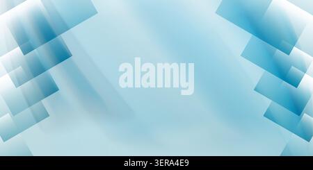 A clean abstract background featuring soft blue light streaks and layered rectangular geometric shapes, creating a sense of depth and motion. Stock Photo