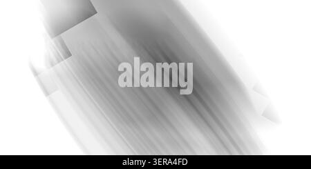 A minimalist abstract background in shades of gray and white, featuring a series of overlapping geometric square shapes arranged in a diagonal pattern Stock Photo